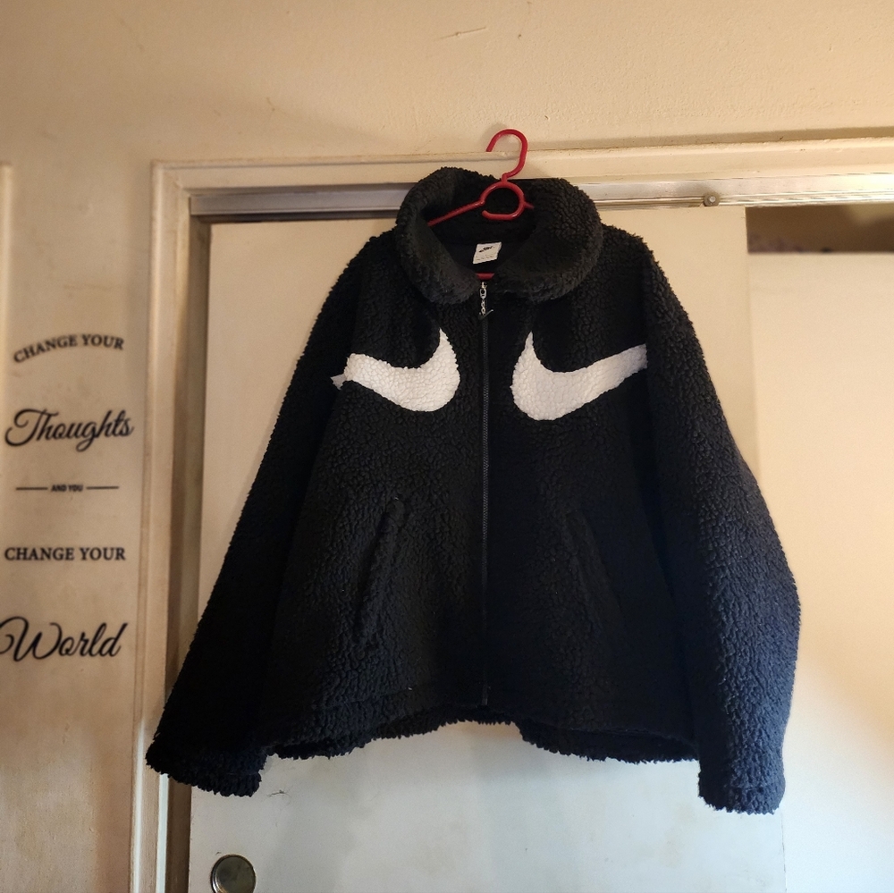Nike Kids Black and White Fleece Jacket